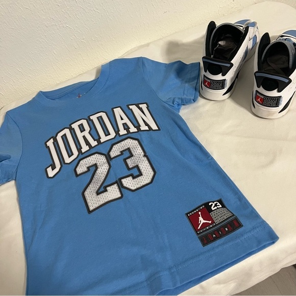 Nike Air Jordan 6 Retro University Blue PS Youth Sz 13c Sz 6 Jordan 23 Shirt EUC - Picture 8 of 12